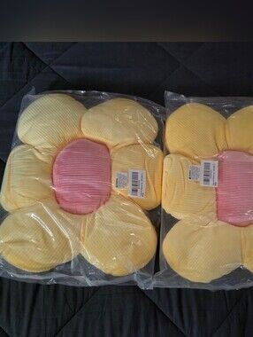 Yellow Flower-Shaped Pillow with Pink Center - Decorative Home Cushion